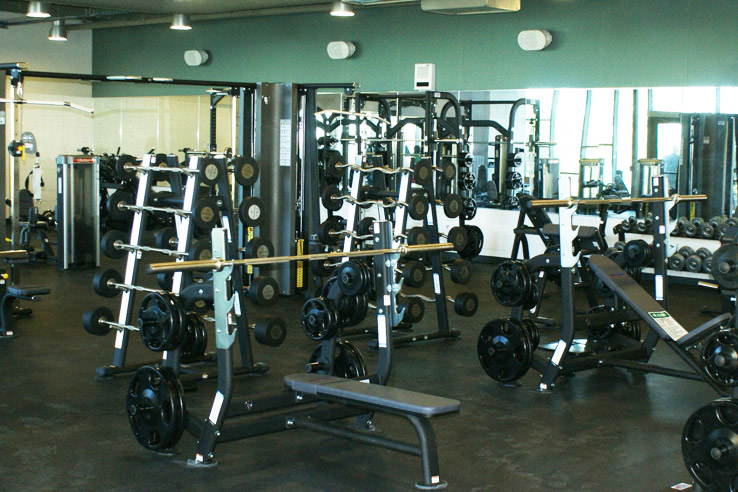 Various workout equipment in the college gym.